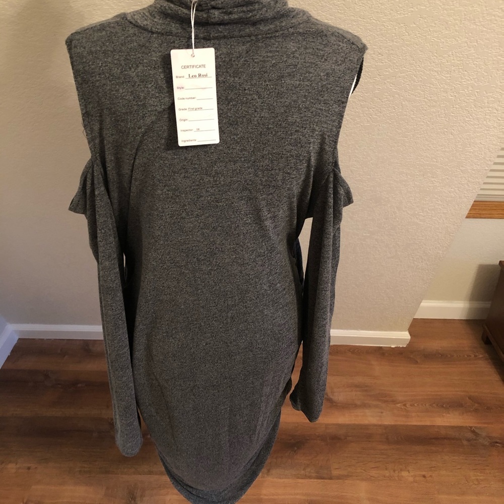 Grey cold shoulder dress
